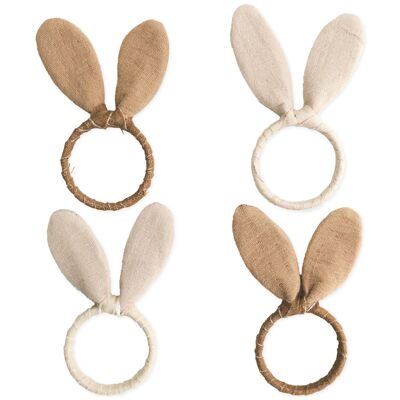 4 napkin rings muslin natural rabbit ears set 03