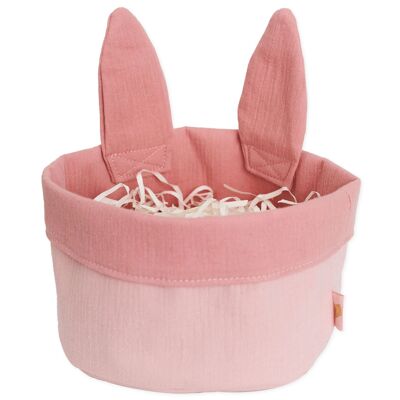Nid de Pâques avec oreilles de lapin mousseline rose set 01