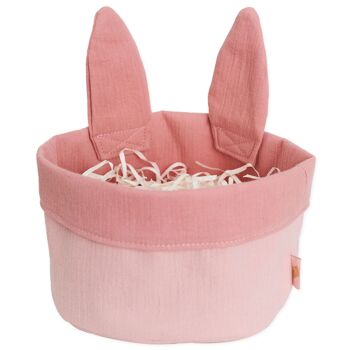 Nid de Pâques avec oreilles de lapin mousseline rose set 01 1