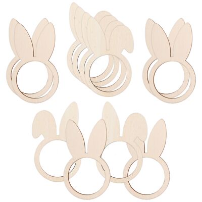 12 napkin rings wooden rabbit ears set 02