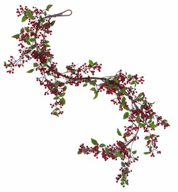 Guirlande florale de luxe à fruits rouges, 150cm, aspect noël 1