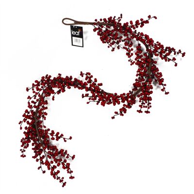 Guirlande florale de luxe aux fruits rouges de Noël, 150 cm