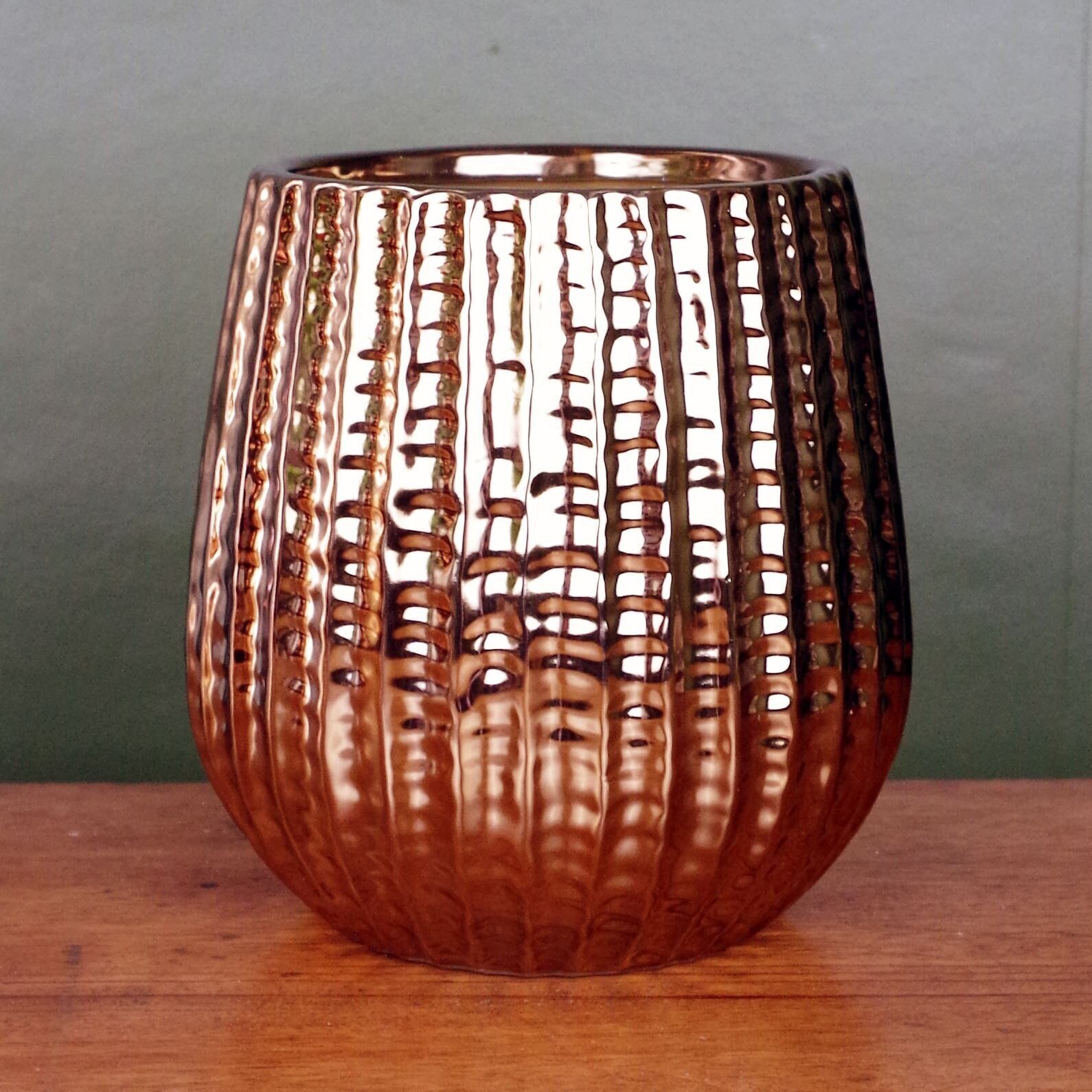 Jardinière en céramique dorée de 16 cm