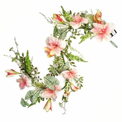 Ghirlanda realistica da appendere con pianta artificiale di giglio rosa da 180 cm