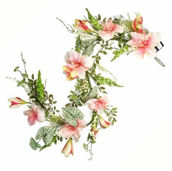 Guirlande réaliste suspendue artificielle de plante de lys rose de 180cm 1