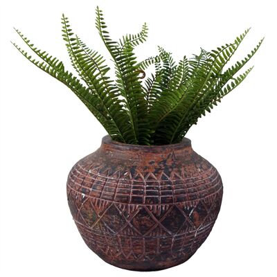 Grand vase à fleurs aztèque 23 cm x 30 cm