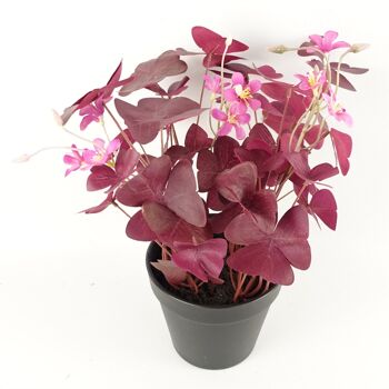 Plante artificielle de 30 cm, trèfle violet, fleurs roses 3