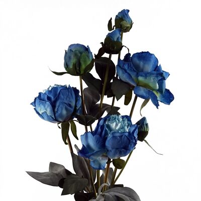 6 x fleur artificielle pivoine bleue