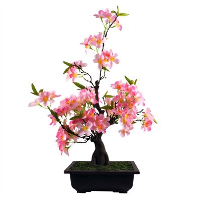 Pianta bonsai artificiale con fiori rosa da 60 cm UK