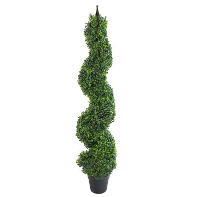 Künstlicher Buchsbaum-Spiralbaum, Formschnitt, Spirale, Metallplatte, 120 cm hoch