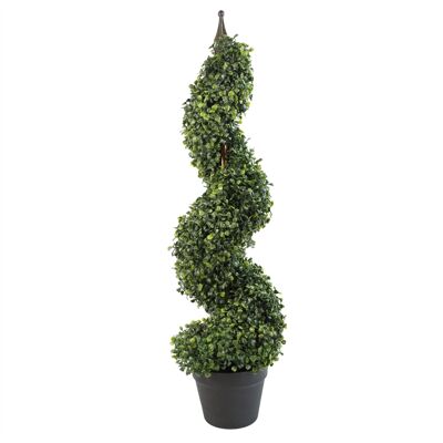 Artificial Boxwood Tower Tree Topiary Spiral Metal Top 90cm Tall