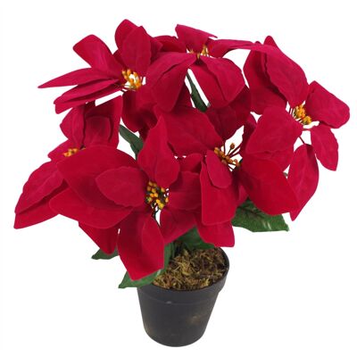 Planta de interior navideña artificial Poinsettia roja de 40 cm