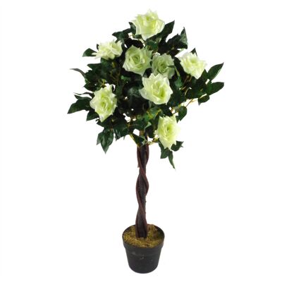 Rosier artificiel crème pour mariage, détail de vigne torsadée, 90cm