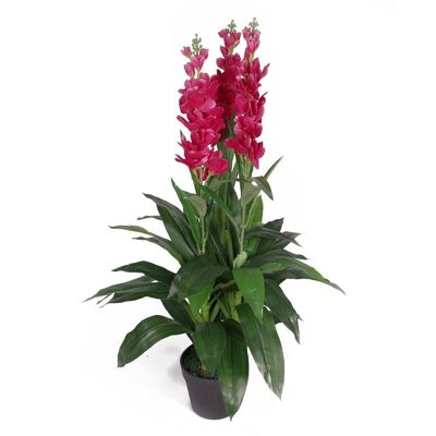 Künstliche Cymbidium-Orchideenpflanze, dunkelrosa Blüten, 100 cm