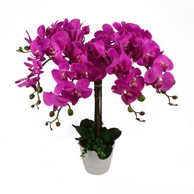 Orquídea arbustiva artificial de lujo rosa, 85 cm, orquídea arbustiva, muchas flores