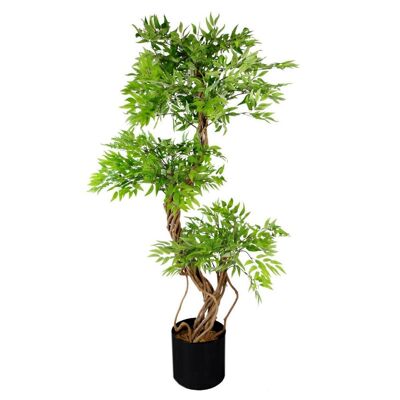 Künstlicher Ficusbaum, grün-schwarz, 140 cm, japanische Fruticosa-Pflanze