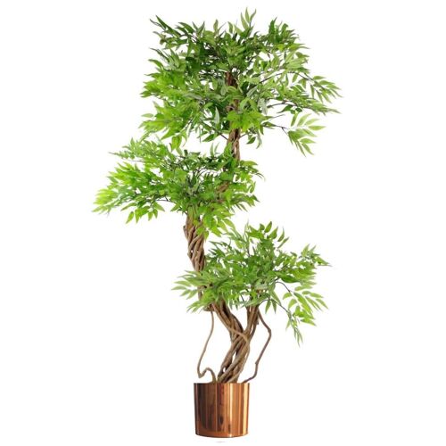 Artificial Ficus Tree Green Copper 140cm Japanese Fruticosa Plant