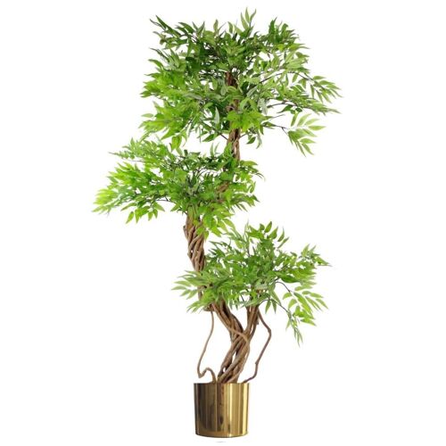 Artificial Ficus Tree Green Gold 140cm Japanese Fruticosa