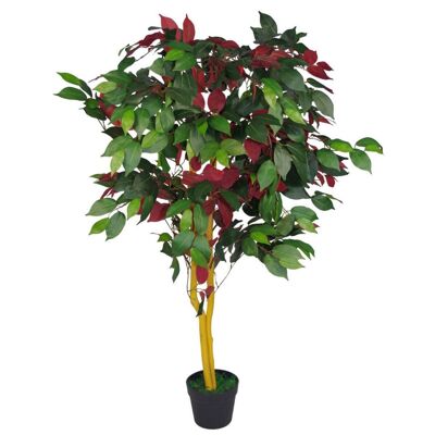 Plante artificielle de ficus 120 cm, plantes vertes rouges