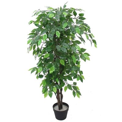 Künstliche Ficus-Baumpflanze, grüner, buschiger Ficus, 120 cm