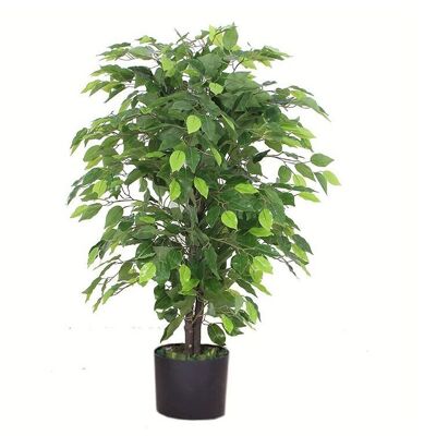 Künstliche Ficus-Baumpflanze, grüner, buschiger Ficus, 90 cm