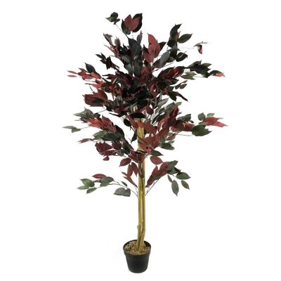 Plante artificielle d'arbre de Ficus, plantes de Ficus rouge vert de 120cm
