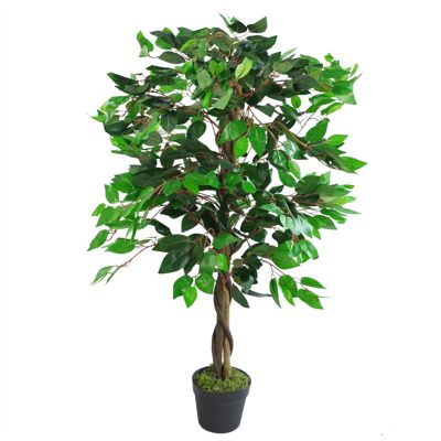 Artificial Ficus Tree Plant Green Twist Ficus 110cm Trunk