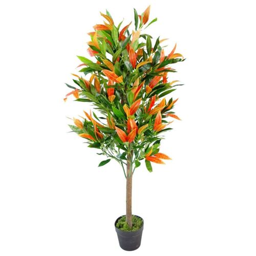 Artificial Ficus Tree Plant Photinia Red Green 130cm