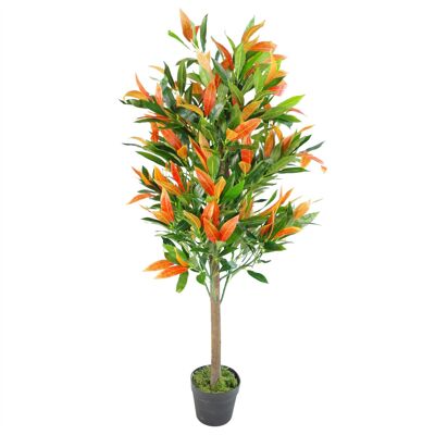 Artificial Ficus Tree Plant Red Green Ficus 130cm Trunk