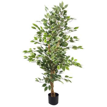 Plante artificielle d'arbre de Ficus, bord blanc, feuille de plantes touffue de 130cm 1