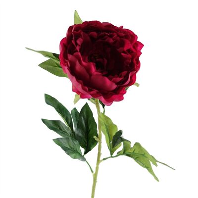 Fleurs artificielles pivoine rose foncé tige 80cm