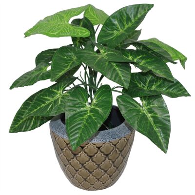 Vaso per piante con fogliame artificiale 45 cm Piante di taro scuro