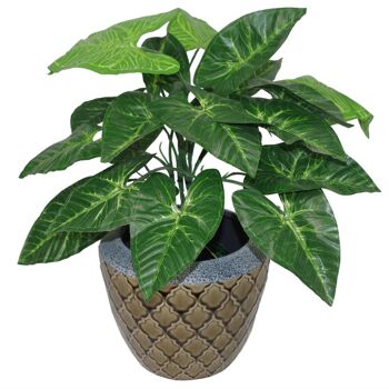 Pot de plante à feuillage artificiel 45 cm plantes de taro foncé 1