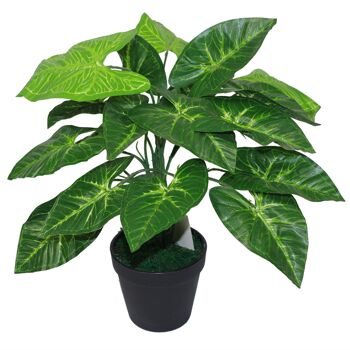 Pot de plante à feuillage artificiel 45 cm plantes de taro foncé 2