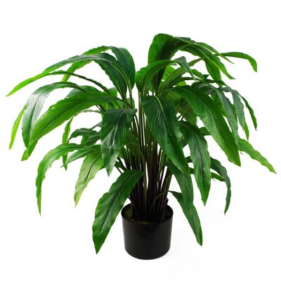Vaso per piante con fogliame artificiale verde Calathea artificiale da 60 cm
