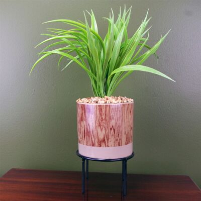 Artificial Grass Ceramic Planter & Metal 35cm