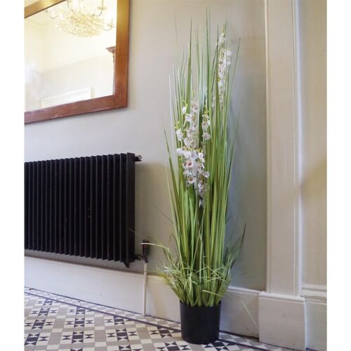 Artificial Grass Plant White Orchid Flowers 165cm