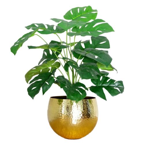 Artificial Monstera Cheese Plant Monstera Gold Metal Planter 60cm