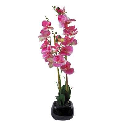 Artificial Orchid Black Ceramic Planter Pink Black Planter 70cm
