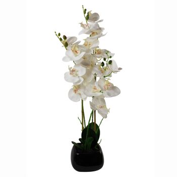 Jardinière en céramique noire avec orchidée artificielle, jardinière blanche et noire, 70 cm 1