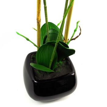 Jardinière en céramique noire avec orchidée artificielle, jardinière blanche et noire, 70 cm 5