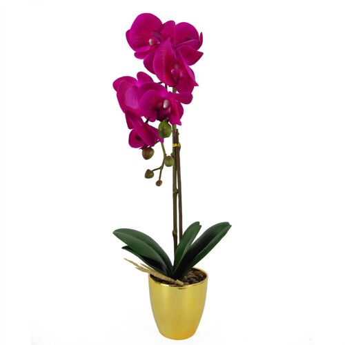 Artificial Orchid Dark Pink Silver 46cm