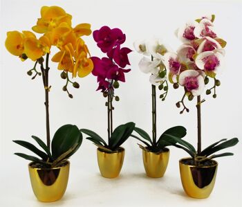 Orchidée Artificielle Rose Foncé Argent 46cm 5
