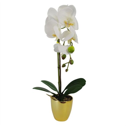 Artificial Orchid Dark White Silver 46cm