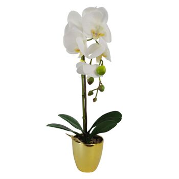 Orchidée Artificielle Blanc Foncé Argent 46cm 1