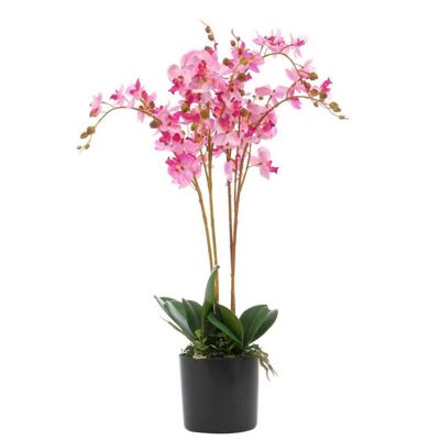 Présentoir de fleurs d'orchidées artificielles en pot 60 cm rose
