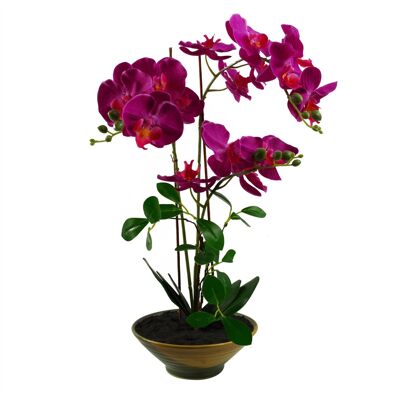 Plante de fleur d'orchidée artificielle 65 cm rose foncé