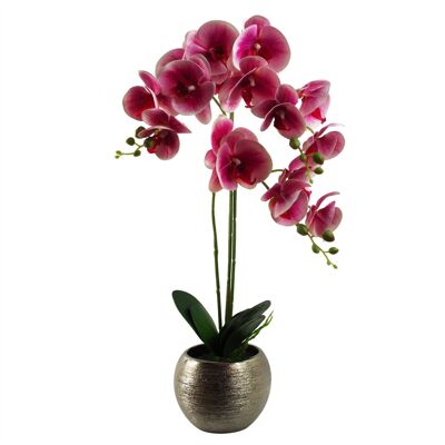 Planta de flor de orquídea artificial 70 cm rosa oscuro