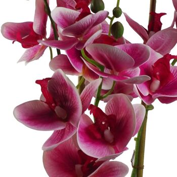 Plante artificielle de fleur d'orchidée 70cm jardinière en céramique noire rose foncé 2
