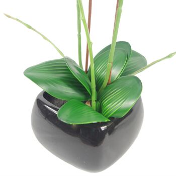 Plante artificielle de fleur d'orchidée 70cm jardinière en céramique noire rose foncé 3
